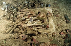 Human remains on the Aikoku Maru, Japanese WW II shipwreck.